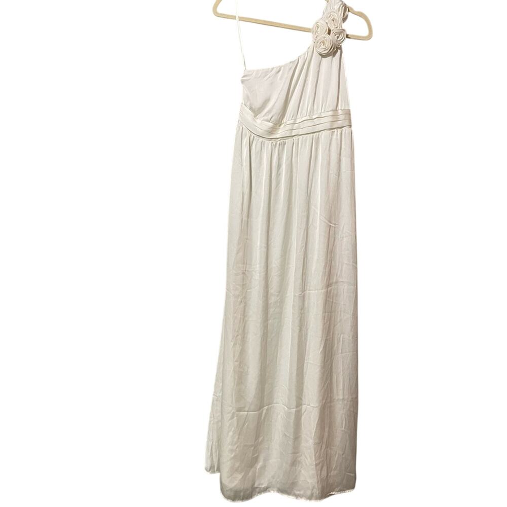 Tevolio Cream Satin One Shoulder Maxi Formal Dress Womens S Bridal Prom Gown